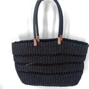 Large Woven Straw Raffia Beach Coastal Tote Bag Summer Vacation Boho Bag